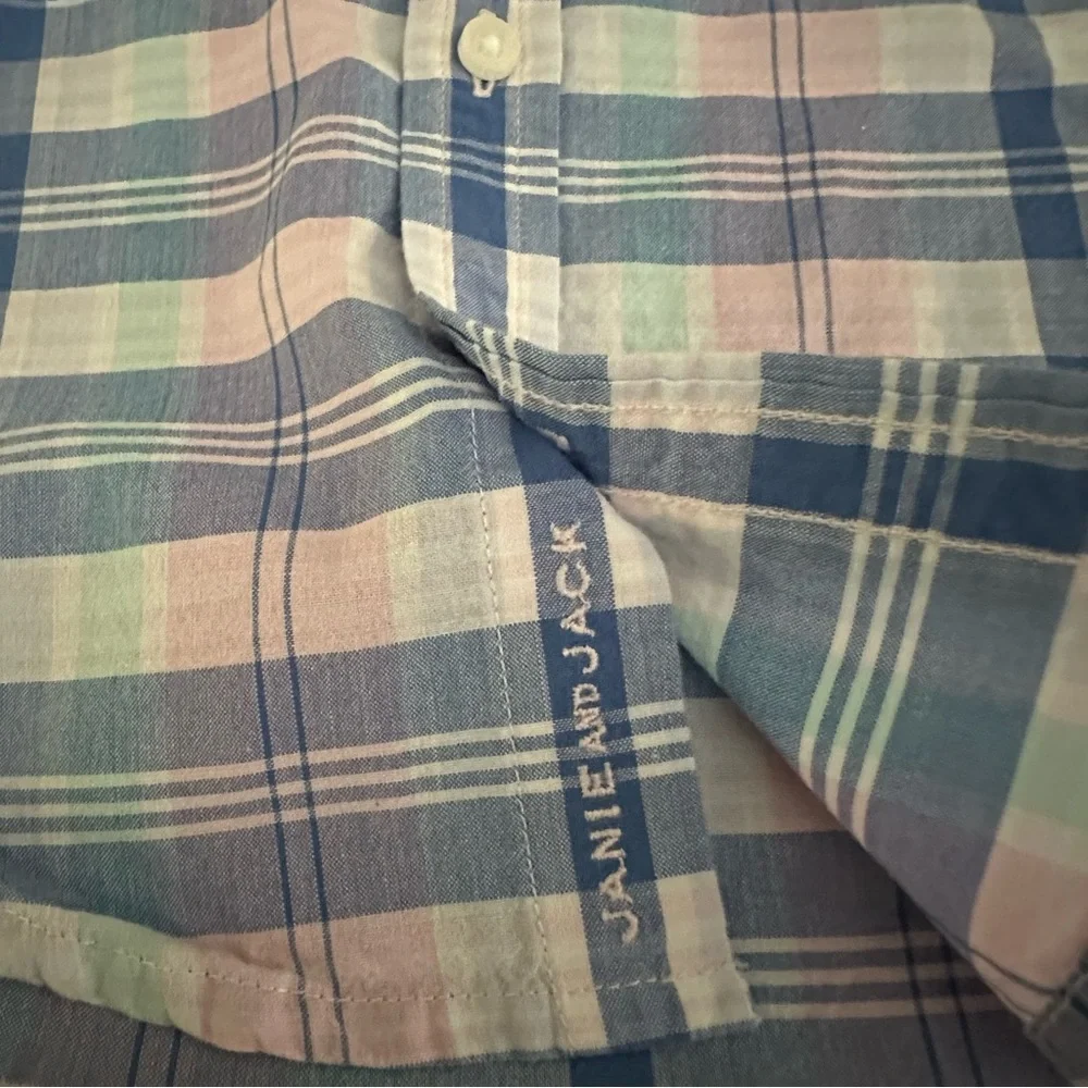 Boy’s Janie and Jack Pastel Plaid Button Down Shirt | 100% Cotton | Size 18-24M